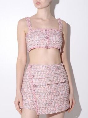 Self-Portrait Pink Bouclé Mini Skort  Size 6 Like New